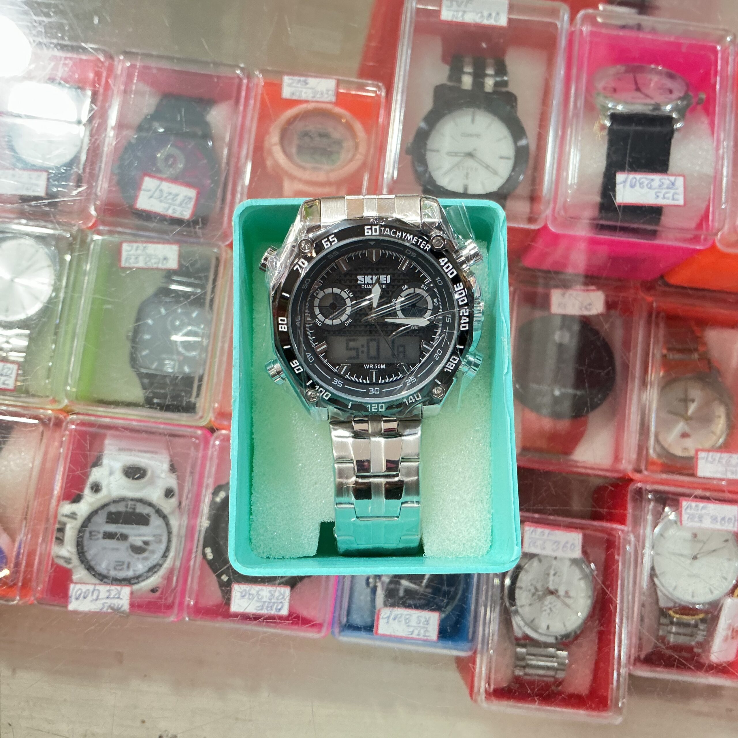 Silver Analog & Digital Watch