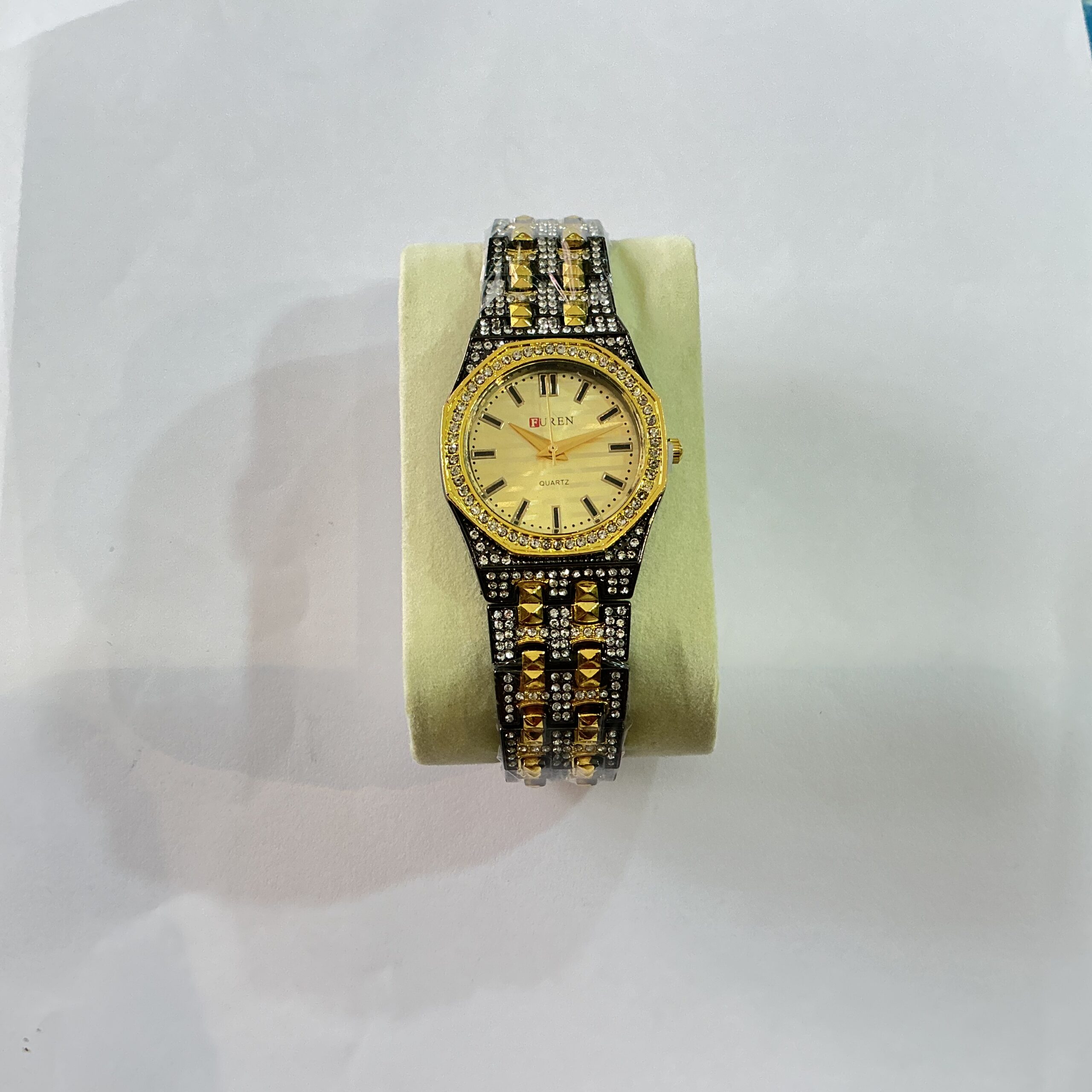 Womens Stone Golden Analog Watch